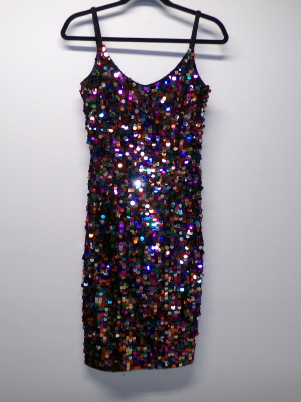 Vtg Cache Y2K Rainbow Sequin Beaded Glam Party Eras Tour Cocktail Mini Dress 6